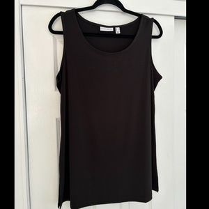 Susan Graver Black Liquid Knit  Sleeveless Tunic Tank Medium